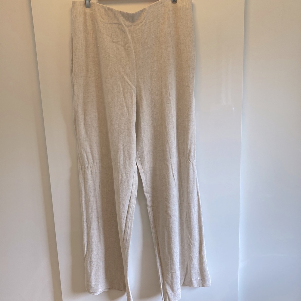 NWT! beige linen rayon trousers size XL